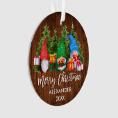 Waterverf Knomes voor kersthout in penseelscript Ornament (voorkant)