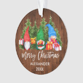 Waterverf Knomes voor kersthout in penseelscript Ornament (voorkant)