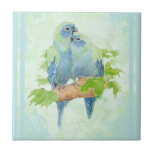 Waterverf knuffelen Blue Parrot Bird Wildlife Art Tegeltje