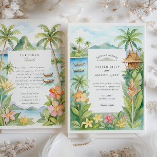 Waterverf Ko Samui Thailand Destination Wedding Kaart