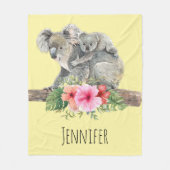 Waterverf Koala Beren Cute Mama & Baby Fleece Deken (Voorkant)