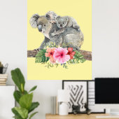 Waterverf Koala Beren Cute Mama & Baby Poster (Thuiskantoor)