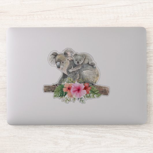 Waterverf Koala Beren Cute Mama & Baby Sticker (Computer)