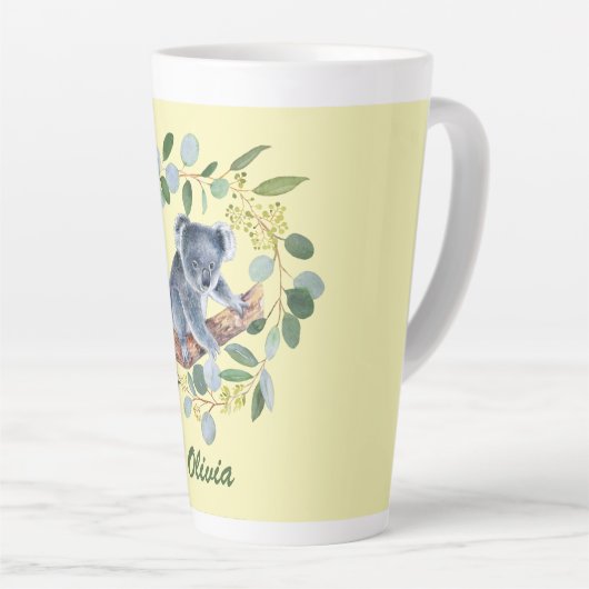 Waterverf Koala en Eucalyptus Wreath Latte Mok (Rechterhoek)