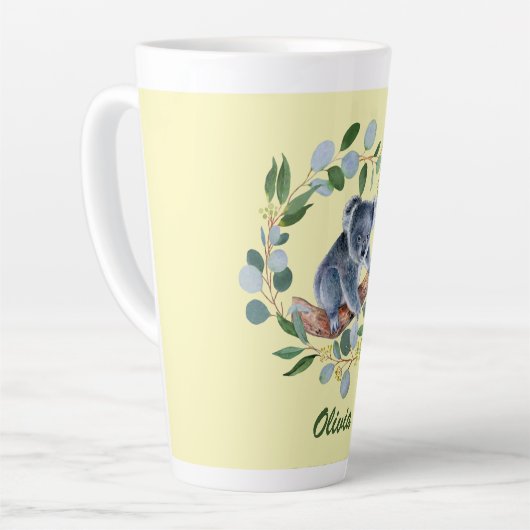 Waterverf Koala en Eucalyptus Wreath Latte Mok (Linkerhoek)