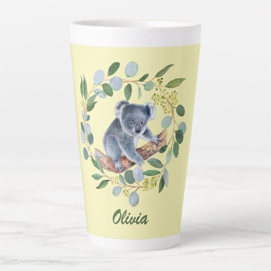 Waterverf Koala en Eucalyptus Wreath Latte Mok (Voorkant)