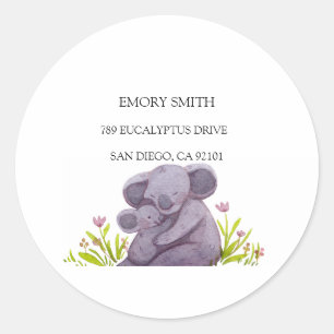 Waterverf Koala Familie Ronde Sticker