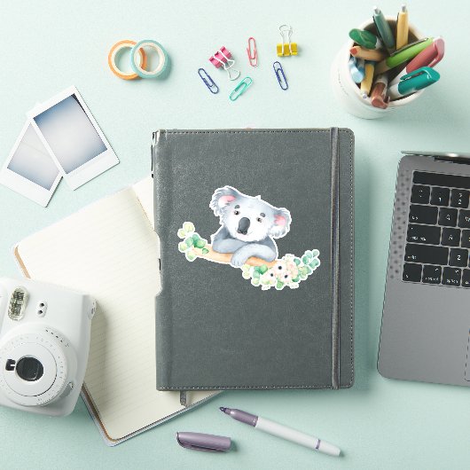 Waterverf koala op tak met gombladeren vinyl sticker (iPad Cover)