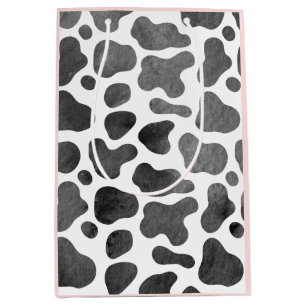 Waterverf Koe Afdruk Roze Middelgrote Gift Bag Medium Cadeauzakje