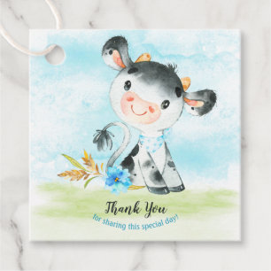 Waterverf Koe Baby shower Boerderij Dank u wel Bedankjes Labels