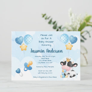 Waterverf Koe Baby shower Kaart