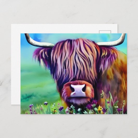 Waterverf Koe Natuur Briefkaart (Voorkant / Achterkant)