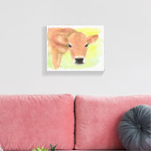 Waterverf Koe omgepakt Canvas Afdruk (Insitu (Woonkamer))