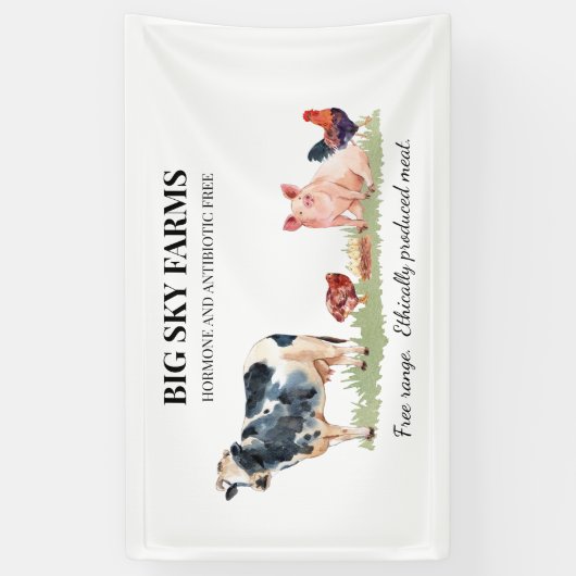 Waterverf koe Varkenshouderij Boerderij Spandoek (Verticaal)