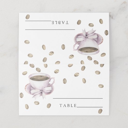 Waterverf koffiebeker boog - trouwplaatskaarten (Buitenkant ongevouwen)