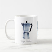 Waterverf koffiebrinder, pot en percolator koffiemok (Links)