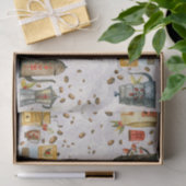 Waterverf koffiebrinder pot mok bonen tissuepapier (Geschenk)