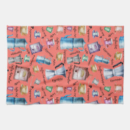 Waterverf koffieespressokopjes, mokken pottenpatro theedoek