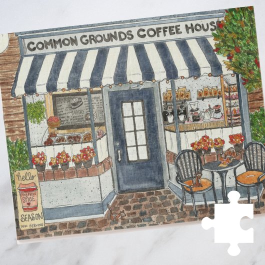Waterverf Koffiehuis Legpuzzel