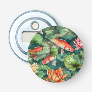 Waterverf Koi en Water Lilies Bottle Open Button Flesopener
