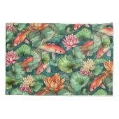 Waterverf Koi en Water Lilies Kussensloop (Achterkant)