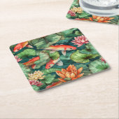 Waterverf Koi en Water Lilies Onderzetter (Schuin)