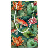 Waterverf Koi en Water Lilies Small Gift Bag Klein Cadeauzakje (Achterkant)