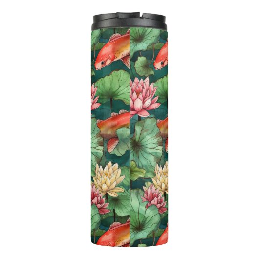 Waterverf Koi en Water Lilies Thermal Tumbler Thermosbeker (Achterkant)