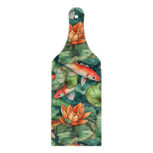 Waterverf Koi en waterlilies snijraad Snijplank