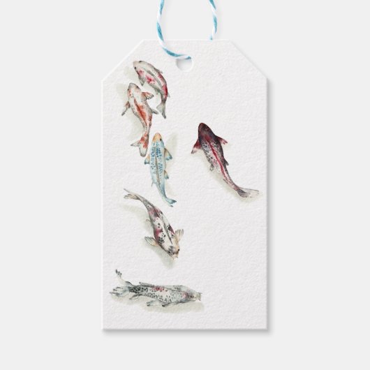 Waterverf Koi Fish Cadeaulabel (Voorkant)