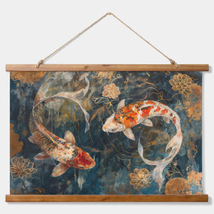Waterverf Koi Fish Illustratie Hangend Wandkleed