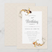 waterverf koi fish verjaardagsfeest uitnodiging (Voorkant / Achterkant)