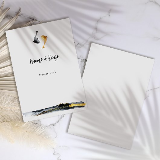Waterverf Koi Fish Wedding Bedankkaart