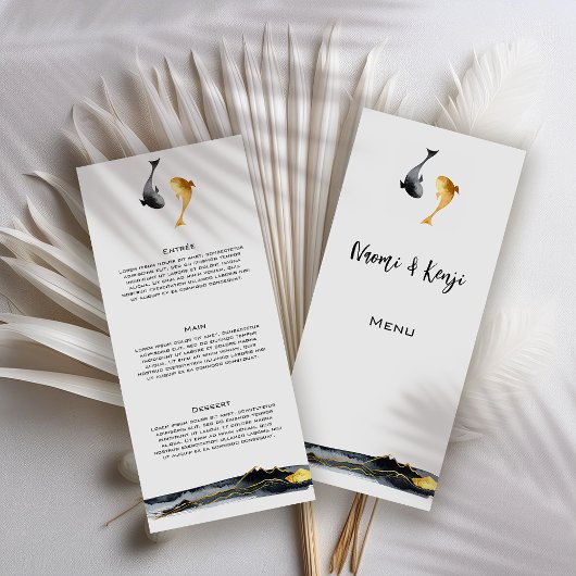 Waterverf Koi Fish Wedding Menu