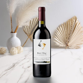 Waterverf Koi Fish Wedding Wijn Etiket