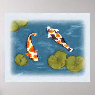Waterverf Koi Pond Poster Print