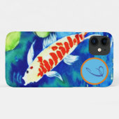Waterverf Koi Vis In De Vijver Met Initiaal Case-Mate iPhone Case (Achterkant (horizontaal))