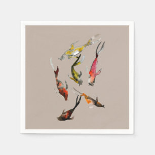 Waterverf koi vis rood bruin goud servet