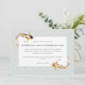 waterverf koi visblauwe trouwuitnodiging kaart (Staand voorkant)