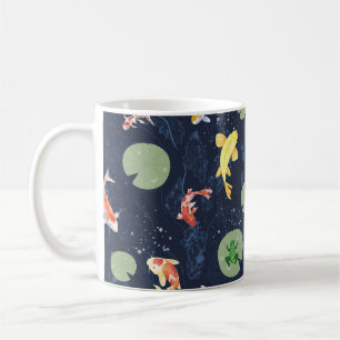 Waterverf Koi Visvijver Naadloos Patroon Koffiemok