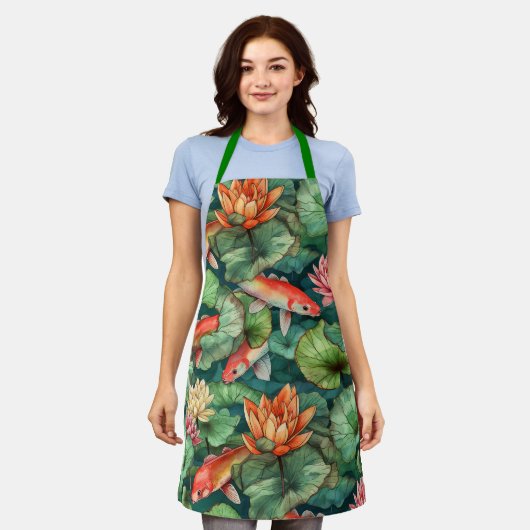 Waterverf Koi & Water Lilies All-Over Print Schort (Gedragen)