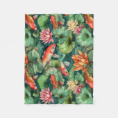 Waterverf Koi & Water Lilies Fleece Deken (Voorkant)
