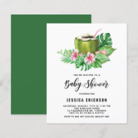 Waterverf Kokoszomer Uitnodiging Baby shower