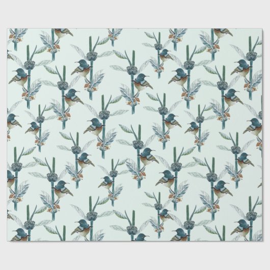 Waterverf kolibrie botanisch patroon Cadeaupapier (Vlak)