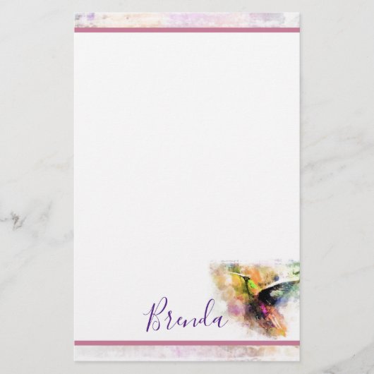 Waterverf kolibrie briefpapier (Voorkant)