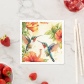Waterverf kolibrie en bloemen ontwerp servet (Insitu)