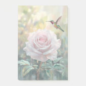 Waterverf kolibrie en roze roos post-it® notes (Voorkant)