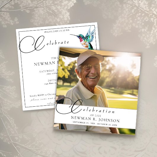 Waterverf kolibrie viering van het leven Foto Kaart