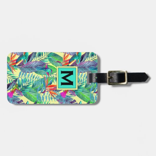 Waterverf kolibries in het Oerwoud | Monogram Bagagelabel (Voorkant horizontaal)