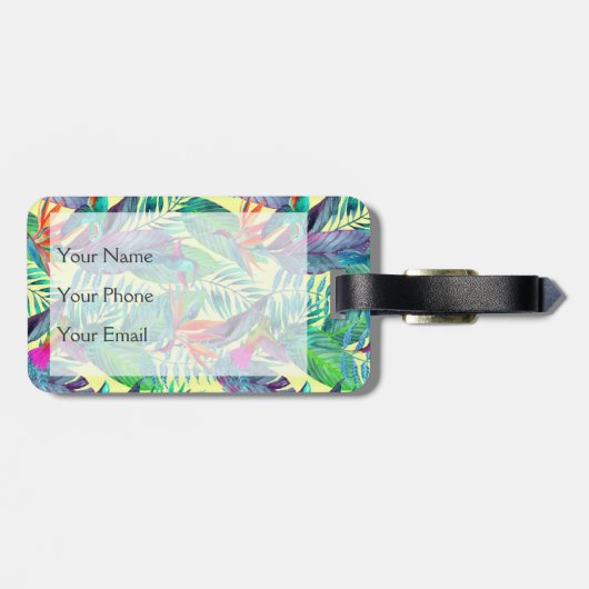 Waterverf kolibries in het Oerwoud | Monogram Bagagelabel (Achterkant horizontaal)